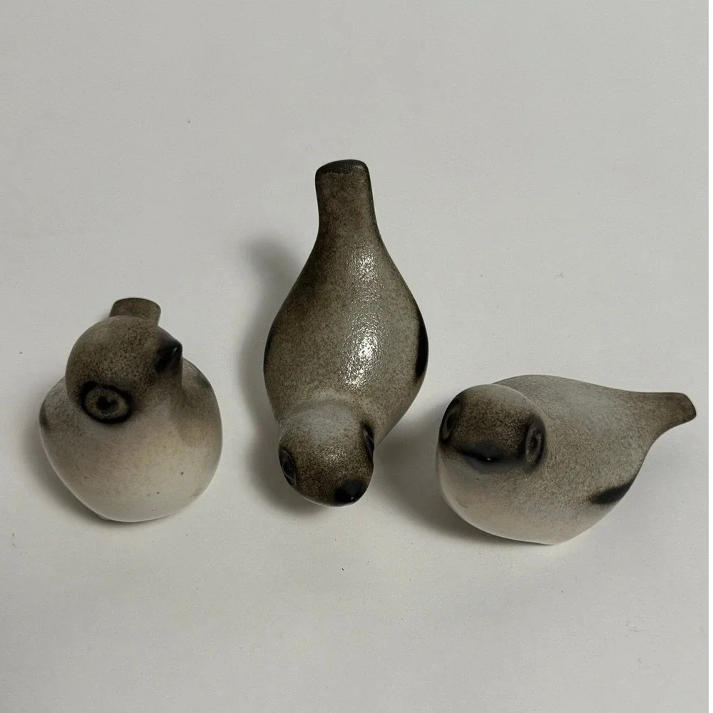 Howard Pierce Ceramic Bird Figurines – Set of 3 – Mid‑Century Modern 3.5